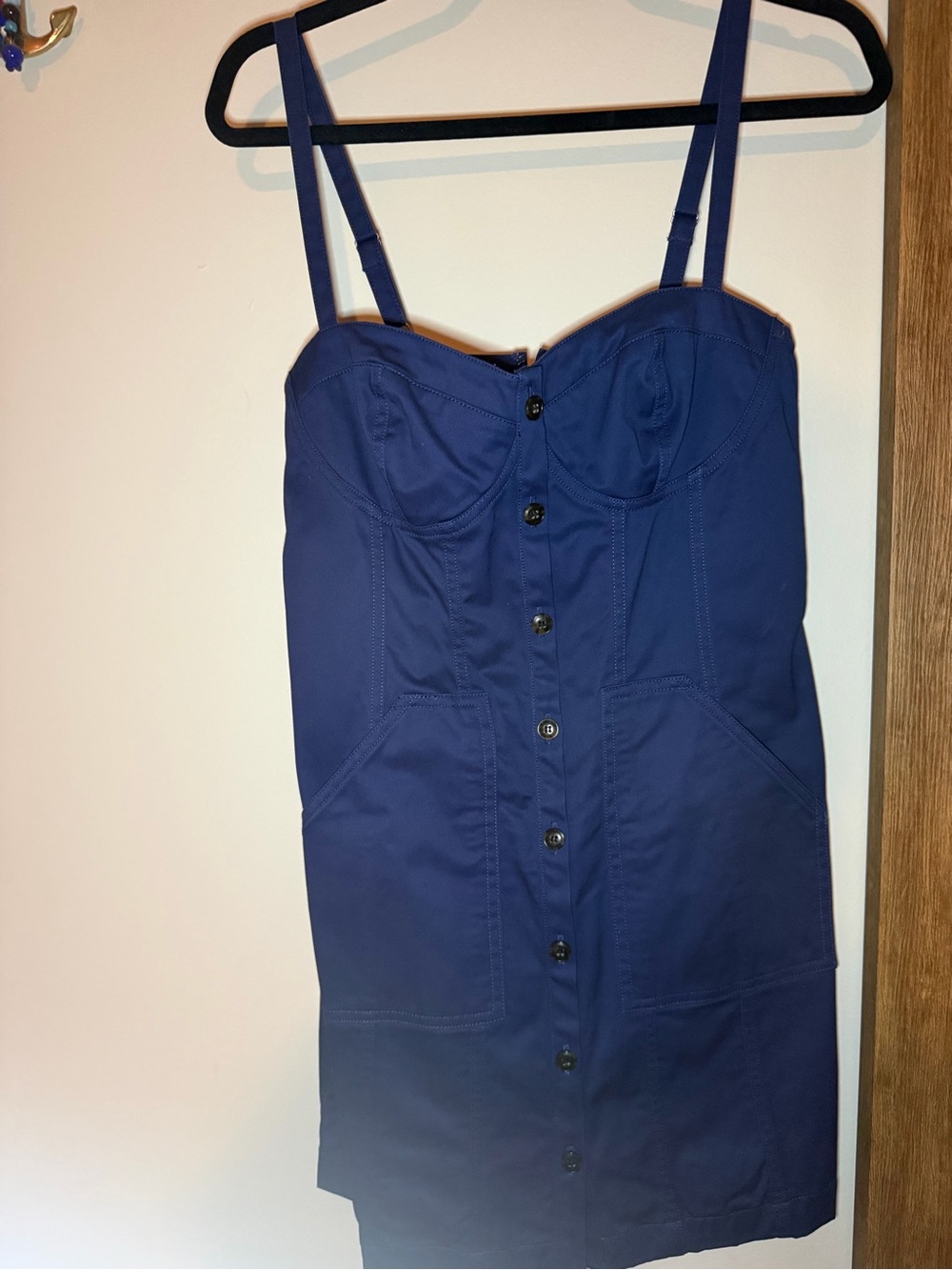 Royal Blue Bustier Button-Front Women's Dress